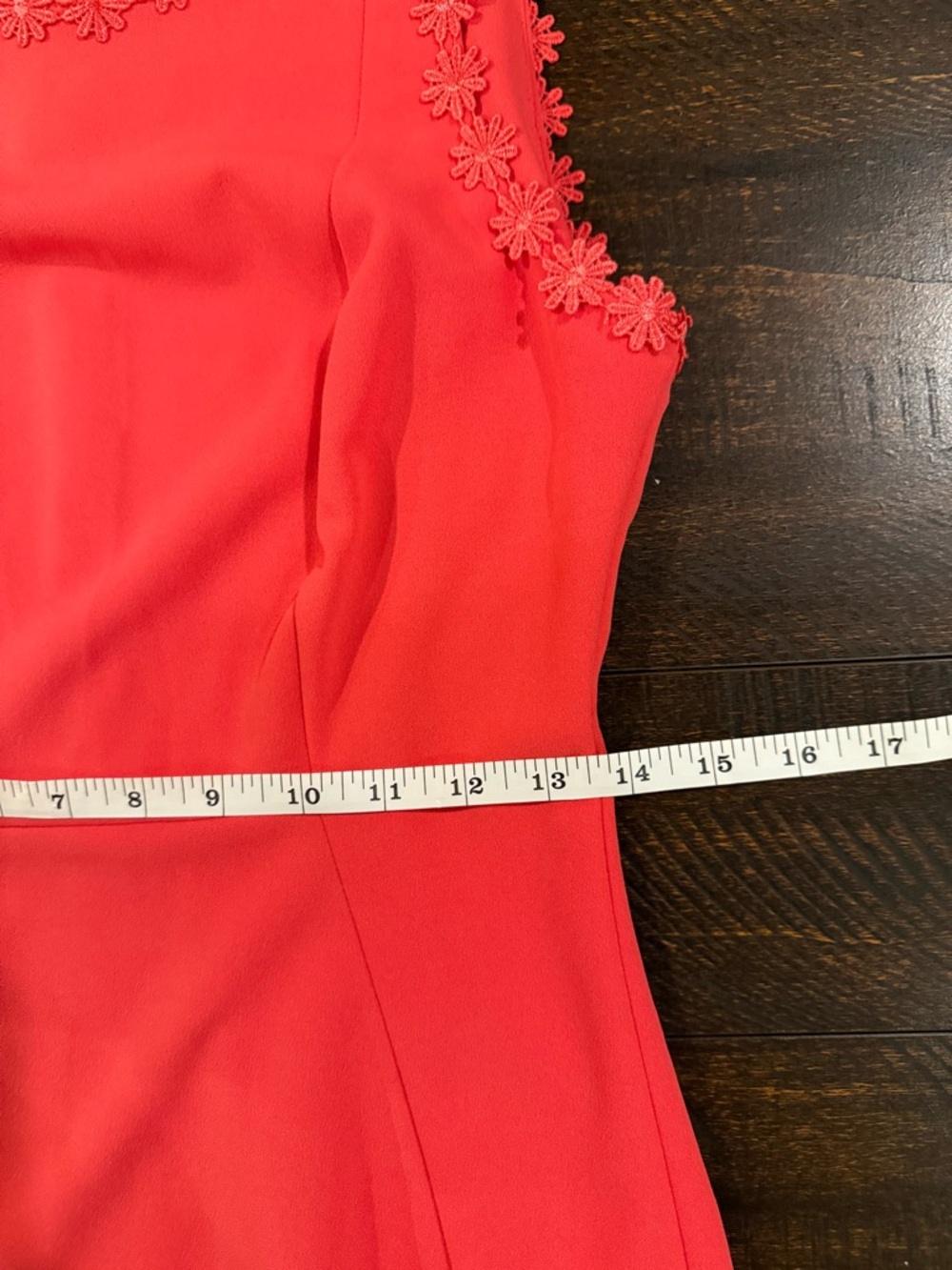 Calvin Klein Red Sheath Dress Size 4 Floral Trim Sleeveless Career - Picture 9 of 12
